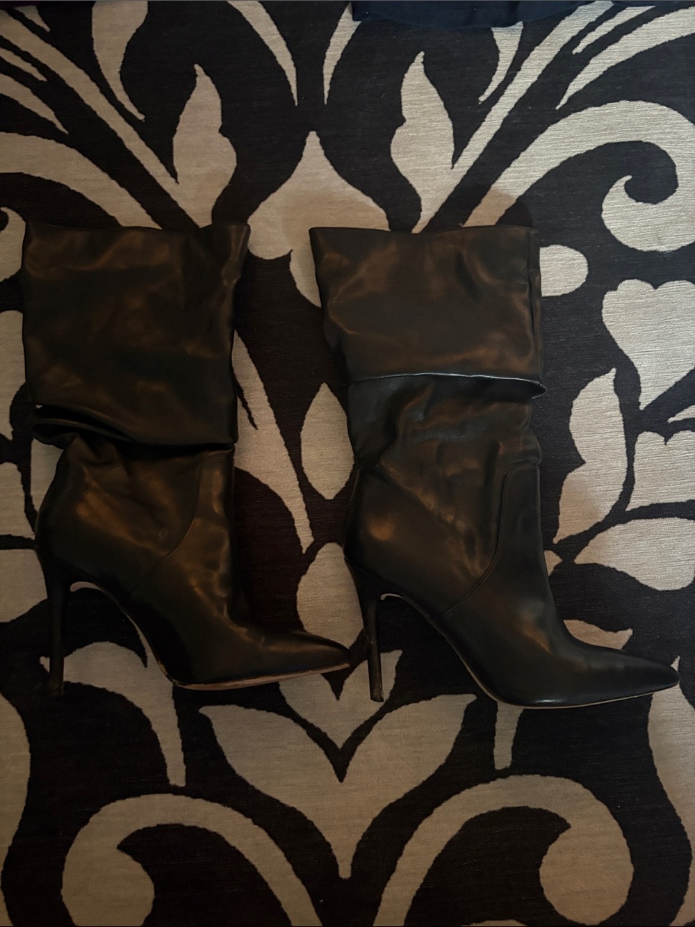 Jessica Simpson Black Pointed-Toe Stiletto Mid-Calf Boots